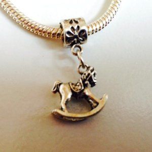 "ROCKING HORSE" Silver Plated Dangling Charm For European Style chain Bracelets